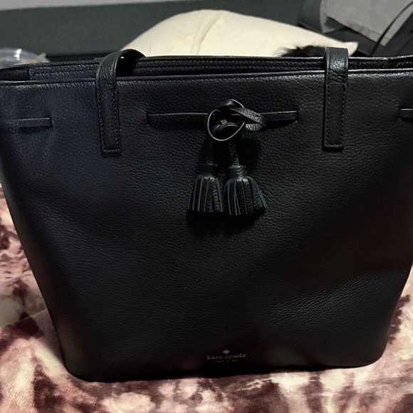 Kate Spade Black Tote with Tassel Accents - Picture 1 of 3